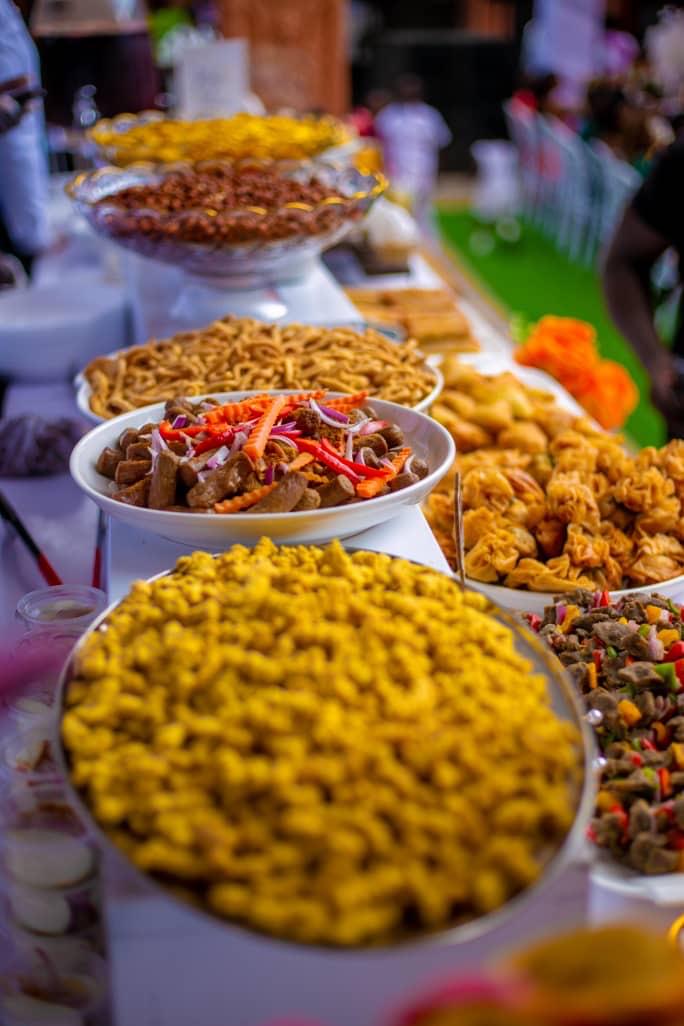 Snacks and finger food spread